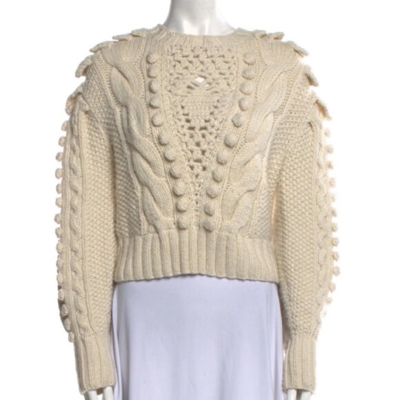 Ulla Johnson Verena Cable Knit Pullover Sweater in Ivory Medium Large - Picture 5 of 9